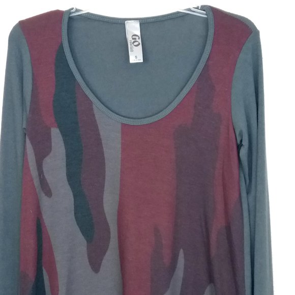 GO Couture Camo Print Long Sleeve Tunic Top Small - Picture 3 of 7
